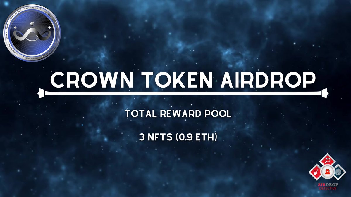 🔍 CROWN Token #Airdrop

🏆 Airdrop Pool: 3 NFTs (0.9 ETH)

🔴 Start the airdrop bot t.me/CROWNTokenNewR…

🔘 Do the tasks on the bot &amp; submit your data

🔘 Details: youtu.be/lTlkRZda2Uw

#Airdrops #CROWNToken #Bitcoin #AirdropDet