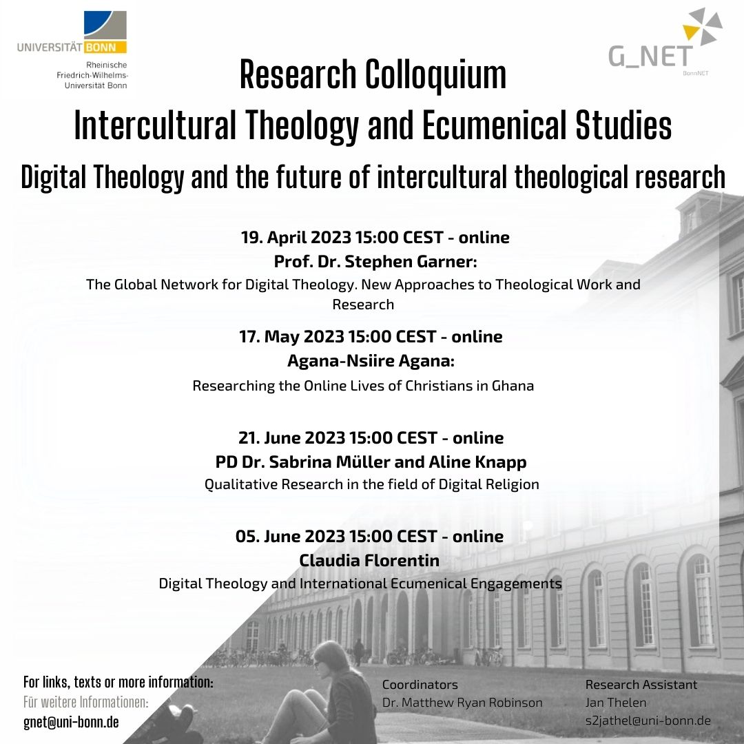 g_netheology's tweet photo. New info on our #researchcolloquium!
We will adress #digitaltheology and the future of #intercultural #theological research. Use the following link to register: https://t.co/QZUk1MSCTY https://t.co/xhPVB7hgoP