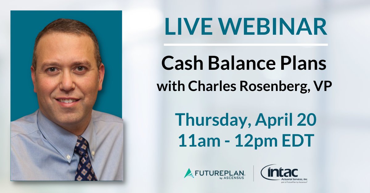 Learn how #cashbalance plans can help address the needs of profitable businesses  while helping you retain clients, increase your revenue, and provide supplemental sales opportunities.  

Registration: lnkd.in/gD7qY9t7

#webinar #financialadvisors #HNWclients