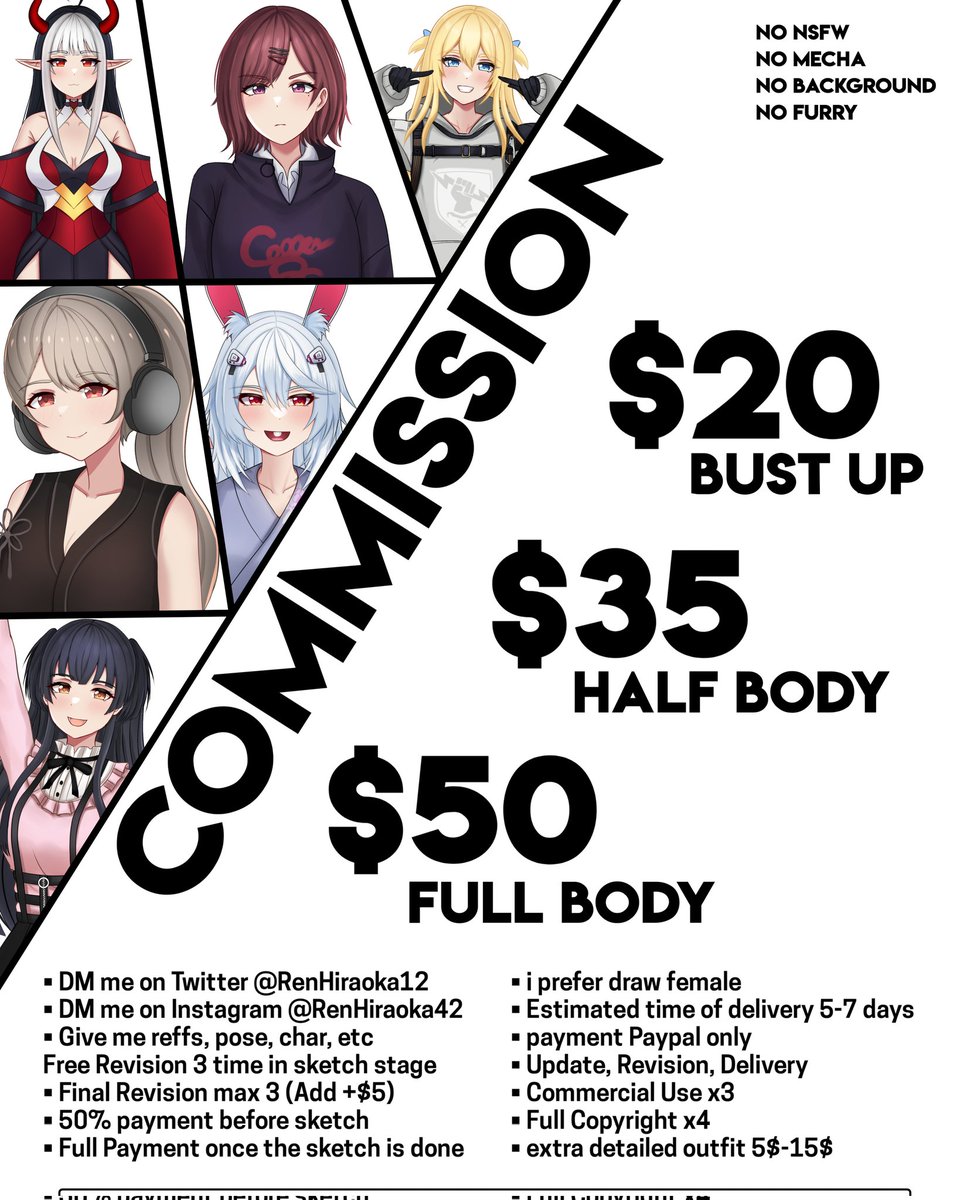 RenHiraoka12's tweet photo. (Retweets are really appreciated!)
Open Commission
don't hesitate to ask me anything on my DM
Thank you very much
#commissionsopen #commissions #illustration #digitalart #Artcommission #animecommission #opencommission #Anime #Vtuber #Hololive #VTuberUprising #VtuberModelPNG https://t.co/6r0dLQC2WO