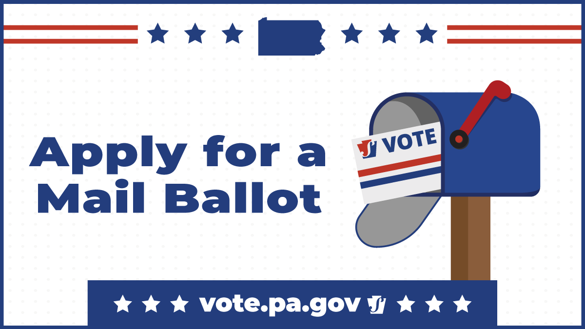 PAStateDept's tweet image. Registered PA voters can vote on their own schedule by voting by mail ballot. Apply for a mail ballot to vote in the #PAPrimary. #ReadytoVotePA
Learn more and apply: vote.pa.gov/MailBallot