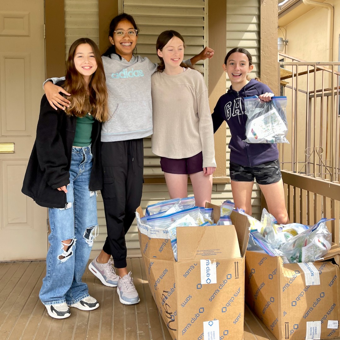 Seventh-graders Alexandra, Aditi, Amanda, and Caroline  put their award-winning Speak Up Speak Out project into action. They created supply kits to help homeless people and delivered them to a community outreach center on the East Side. Great work! #gocobras

Great work!