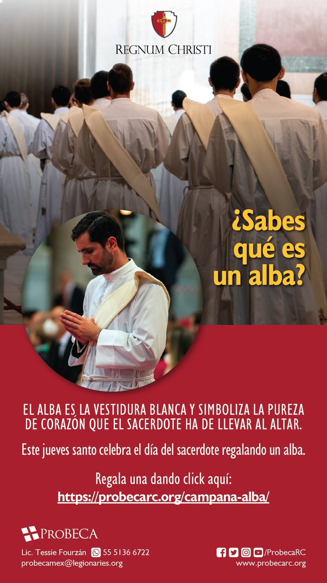 ProbecaRc's tweet photo. Sabias que el #JuevesSanto también celebramos el #DiadelSacerdote. 
Si deseas hacer un regalo especial a un sacerdote, te invitamos a obsequiar un alba, en el siguiente enlace:
https://t.co/EaWP43U0rV https://t.co/1MEvjd02OX