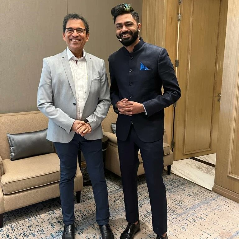 Mikemurali's tweet photo. A true fan boy moment to share the stage and speak about cricket and more with one of my biggest inspiration ..the genius ..Harsha Bhogle! Was truly a dream come true! 

@bhogleharsha Thanks for this honor chief. You were, are and will always be the undisputed VOICE OF CRICKET! https://t.co/MZ8V1yBFK7