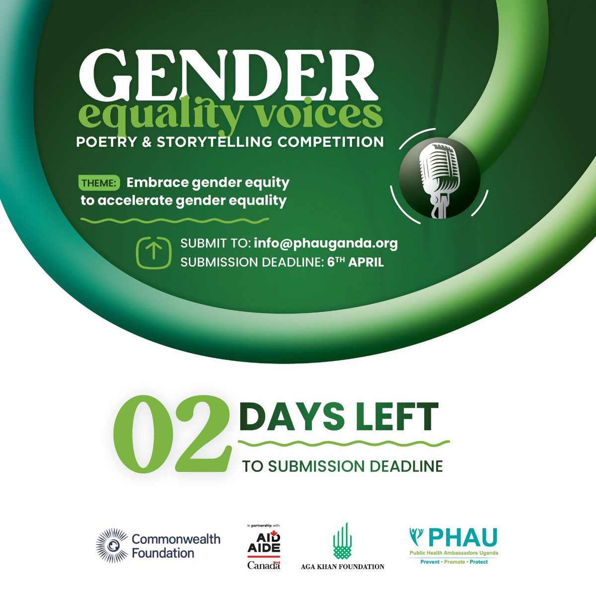 Time is really far spent ...ladies don't miss out on this bonanza push in your poems to phauganda.org/be-part-of-the…
#Embraceequity #Accelerateequality
 #Lethershine
 #PoWER