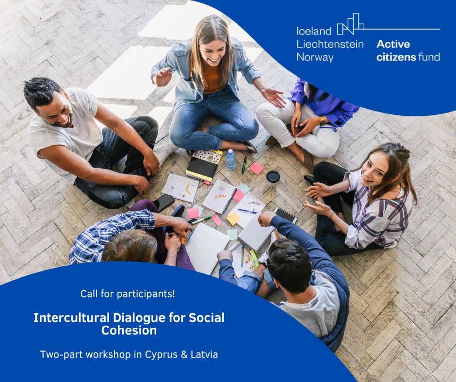 📢Are you working with and for ethnic minorities in Cyprus? This opportunity is for you!

Two-part workshop in Cyprus &amp; Latvia on Intercultural Dialogue for social cohesion - May &amp; October 2023

👉Read the call &amp; apply here: bit.ly/435P5JW
📌Deadline: 23/04