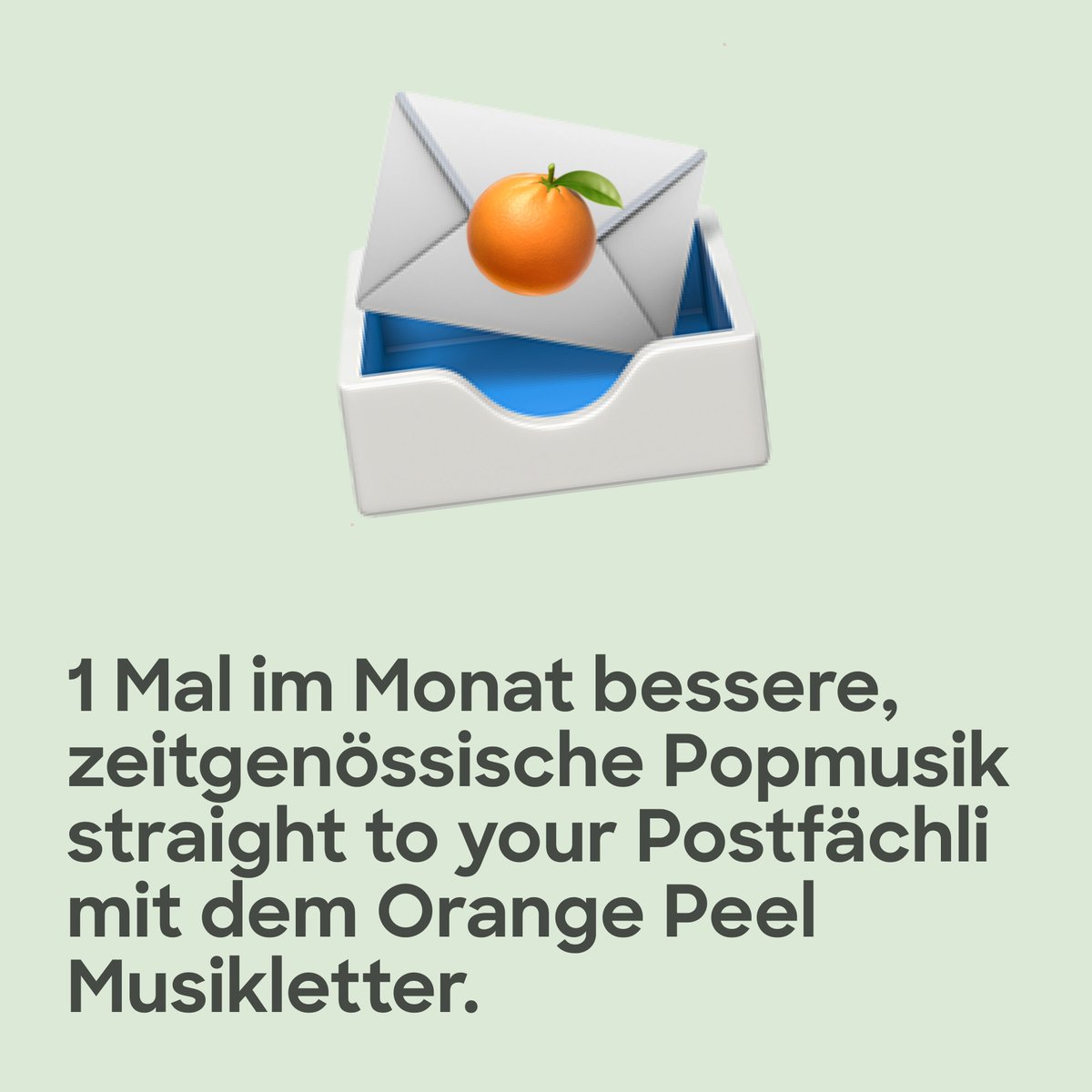 Hey Orange Peelers, ein neuer Musikletter liegt in deinem Postfächli 📬

In der 12. Ausgabe mit neuer Musik der letzten beiden Monate, einem kleinen Rückblick zur m4music Demotape Clinic &amp; einer Vorschau über das 12. Rewire Festival.

📬 Abonnieren via: orangepeel.ch/newsletter-anm…