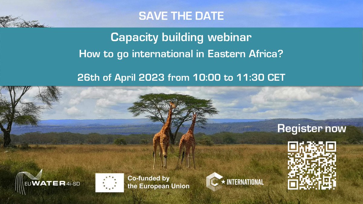 euWater4i-SD #online #training on #internationalisation in #Eastern #Africa will take place on April 26 from 10 to 11:30 am CET🌍If you want to learn how to #expand your #business in the East African #water #market, join us! You can already #register here👉us06web.zoom.us/webinar/regist…