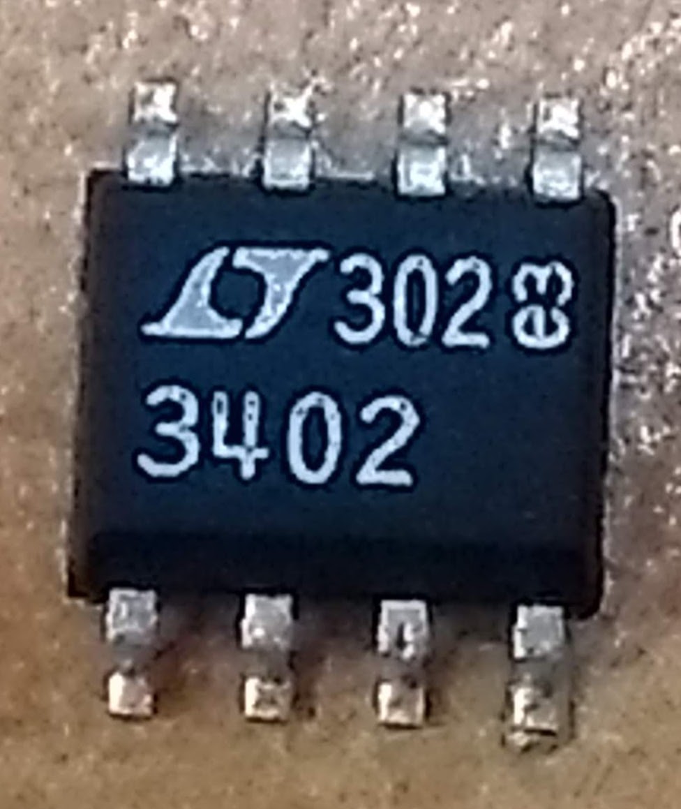 MoreSauer's tweet photo. In Linear's smd marking scheme, a 3402 is a 1034, which is a 2.5V reference. It took ages to work this out. https://t.co/SWcei0qMul