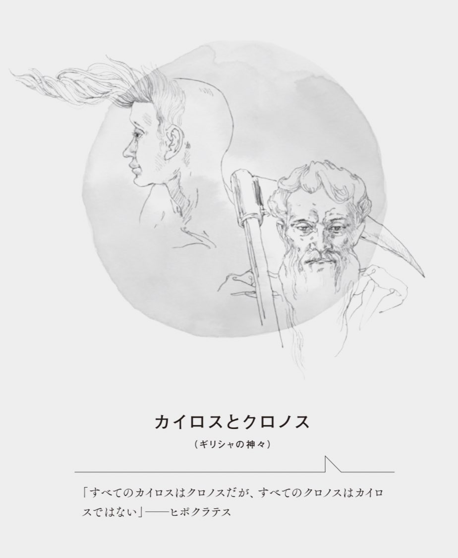 kazuhoi1's tweet image. カイロスとクロノス

時間の感じ方には、時計の針にもとづく「クロノス的時間」と、体感による「カイロス的時間」の2つがある。前者はコントロールできないが、後者は意識できる。
時間切れを恐れて予定を詰め込もうとするけど、時計の針を気にせず、その瞬間に没頭してみよう。

#賢人の休息
#TIMEOF