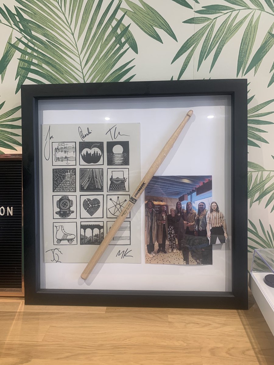 ChelsJacques's tweet photo. I got the drumstick and poster framed! Had to do some improvisation with Joe and the photo 😂💅 @JoeDonovan92 @BlossomsBand @Chaz_Salt @tomogden93 @MylesKellock @atmostonetour #blossomsband #ribbonaroundthebomb #atmostonetour https://t.co/uEOQiH2XFc