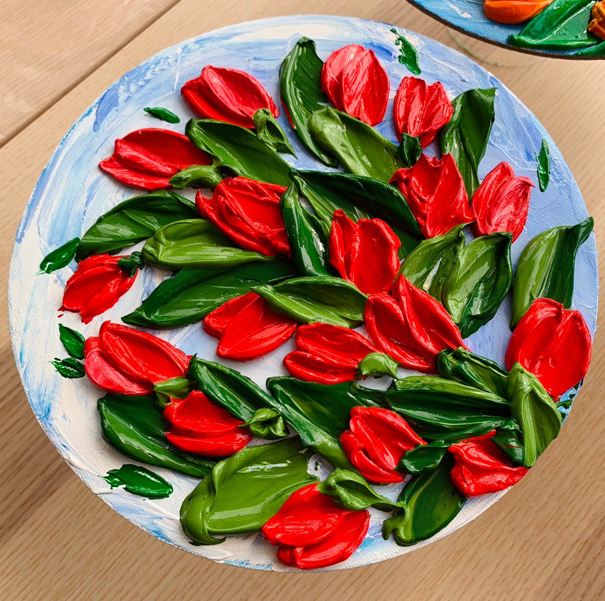 MilaZahumna's tweet photo. 🌷”Tulips I" Heavy Textured Impasto Palette Knife Painting by Mila Zahumna
Acrylic on canvas board 20x20cm, 2020
#tulips #oilpainting #vangogh #impasto #thicktexture #impressionist #impressionism #floralpainting #acrylicpainting
#contemporaryart #springflowers https://t.co/BxiNBDJwS9