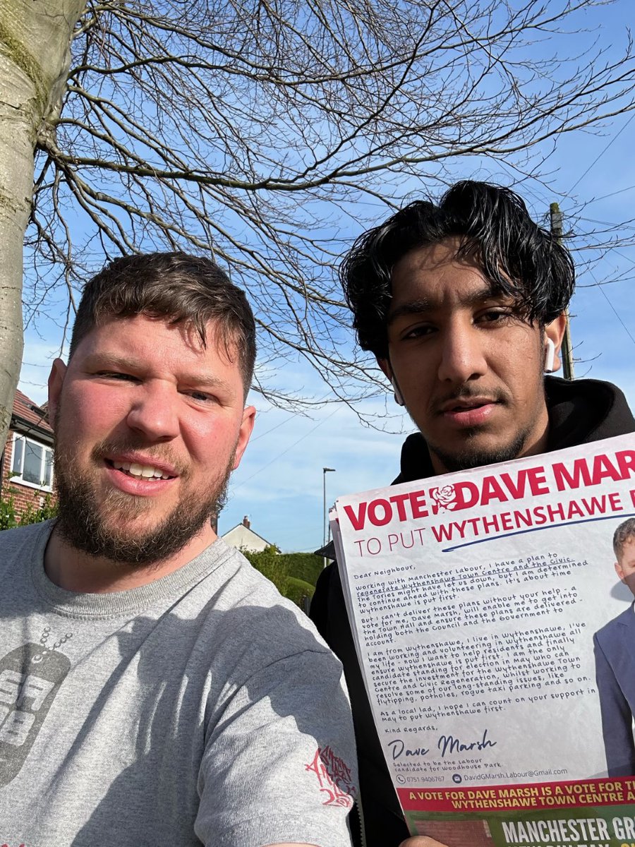 WHPLabour's tweet photo. Last night the weather was great and our fantastic campaign continued. We are out again today in this drizzly rain. Woodhouse Park needs a labour voice so please make sure you are voting for @davidgmarsh  on May 4th. Please get in touch if you can put a poster in your window https://t.co/o6t0Il17XV