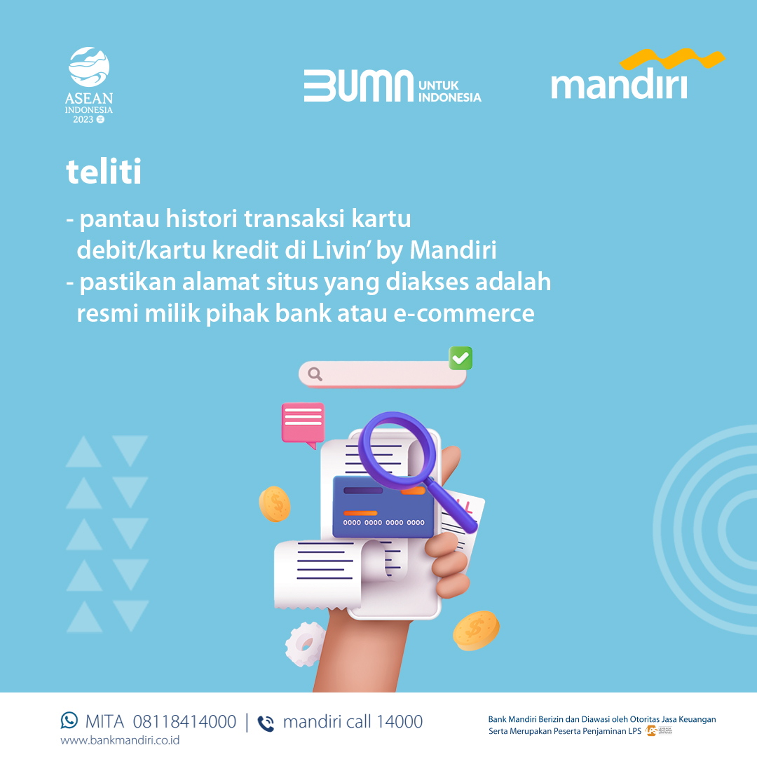 bankmandiri's tweet photo. Sahabat, agar tidak mengalami modus penipuan yang meminta data-data rahasia perbankan, berikut beberapa beberapa cara agar dapat bertransaksi dengan aman dan nyaman.

Hubungi Mandiri Call 14000 jika Sahabat mengalami transaksi mencurigakan dan indikasi penipuan.

#kelasmandiri https://t.co/slDjOK7qHv