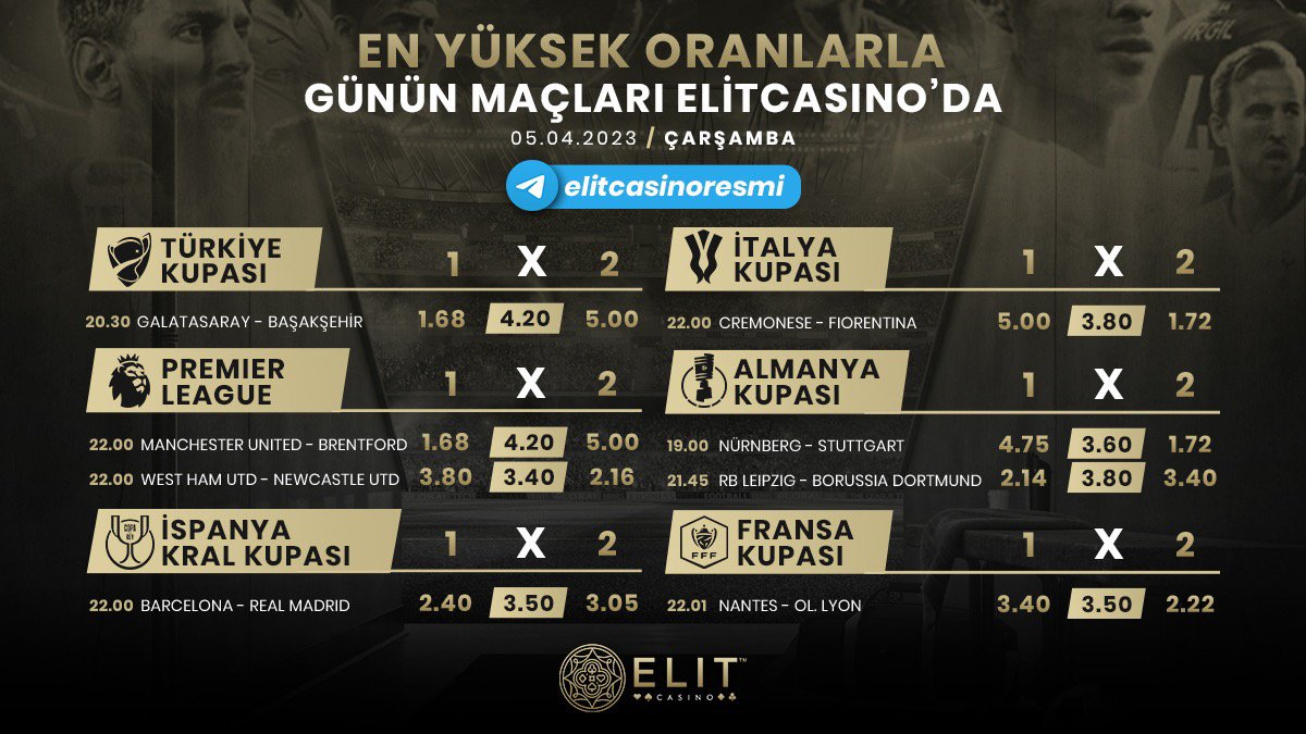 ⚽️Günün maçları en yüksek oranlarla sadece Elit Casino'da! 
 %50 Hoş Geldin Bonusu - Deneme Bonusu - Günlük 1.000.0000 ₺ Çekim 
👉linkelit.net/elit-giris 

#FreeBet #freespin #denemebonusu #Bonus #bahissiteleri #bahis #hosgeldinbonusu #iddaatahminleri #SkorTahmin