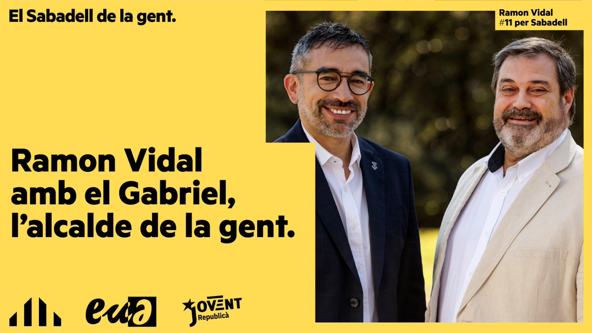 ercsabadell's tweet photo. 📢 Us presentem el Ramon Vidal (@rodamon62), número 11 del front ampli del @GabrielFerDiaz per tornar l'Ajuntament a la gent de #Sabadell.

👉 Expert en gestió d'equips i anàlisi d'estratègies. Exregidor de Salut. Fundador de Podem.

👥 #LEquipDelGabriel
🟨 #ElSabadellDeLaGent https://t.co/rQX7ipCDxF