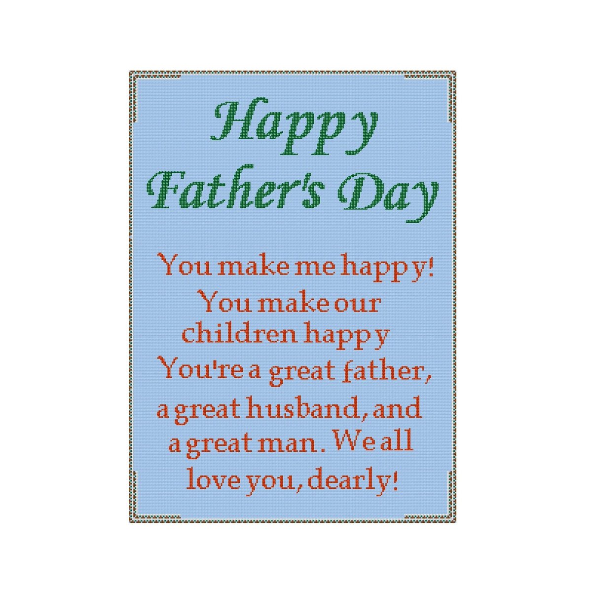 Happy Fathers Day Dad Love Cross Stitch Pattern Instant Pdf File Chart 4 Counted Greeting Card Digital Download Easy Diy Gift Idea tuppu.net/ad9d3661 #Etsy #Crossstitchfurnish #PdfCrossStitch