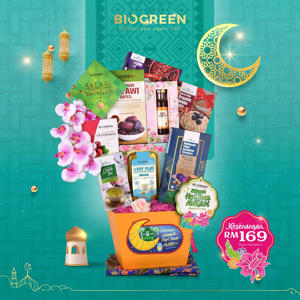 Biogreenorganic's tweet photo. Make this Hari Raya extra special with our amazing hamper. Order now and share the joy with your loved ones. #HariRaya #Raya2023 https://t.co/RzjeJh6TIk