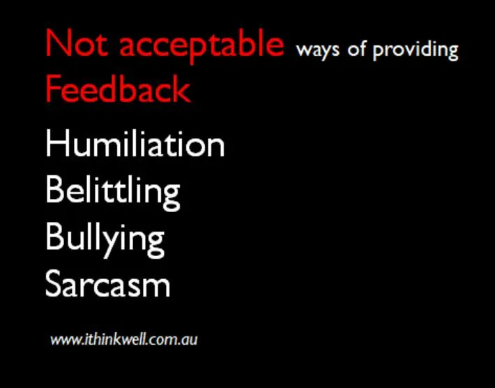 Just to be clear: 
- Humiliation 
- Belittling 
- Bullying 
- Sarcasm 
are not acceptable ways of providing feedback or teaching. Never. 
#PhDforum #EMCRforum #gradschool #ECRchat #AcademicChatter