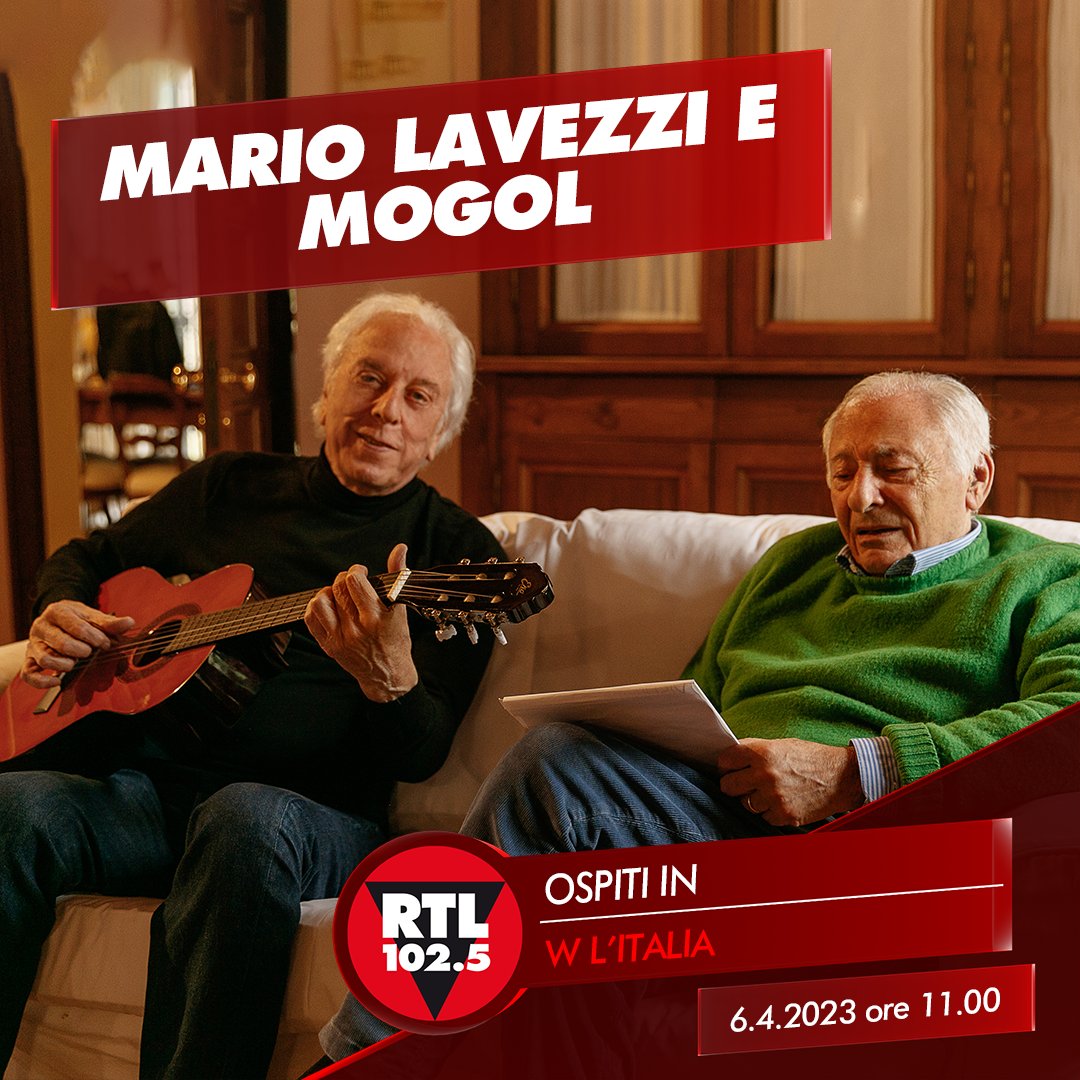 rtl1025's tweet image. 📅 Domani, giovedì 6 aprile 2023
⏰ Alle 11.00
🎙️ @Mario_Lavezzi e #Mogol saranno ospiti in #WlItalia

Segui la diretta ➡️ pulse.ly/ehlwz9p4p2