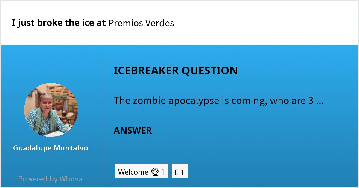 lupitamontm's tweet photo. 🔨 🧊 I just broke the ice at Premios Verdes! Check out my clever answer! #WeAreUnstoppable #Unstoppable #Imparables #SomosImparables - via #Whova event app https://t.co/ojrEJGAuaD