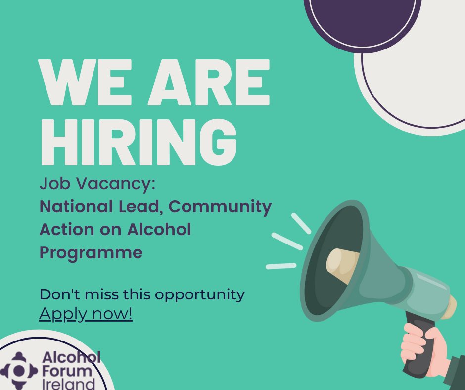 mac_yss's tweet photo. Alcohol Forum Ireland are now seeking applications from interested people for the role of National Lead Community Action on Alcohol Programme.  Closing date Friday 14th April. 

Link to job advert and application:
https://t.co/WLP0YDNb6P https://t.co/kjcExQq3ID