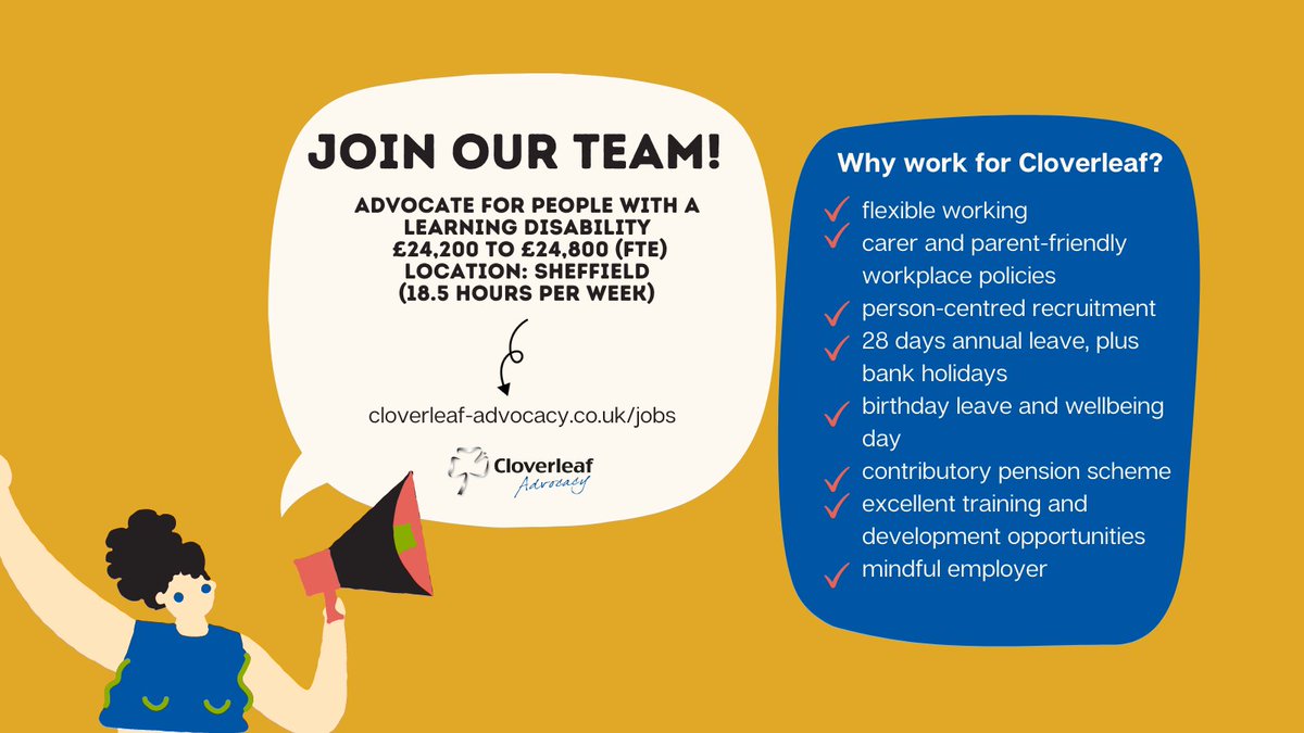 CloverleafAdvoc's tweet photo. ✅ Are you passionate about supporting people to speak up and be heard?
✅ Do you believe in supporting people to self-advocate about what matters to them?
If so, we'd love to hear from you
↪️ apply here: https://t.co/1oZ8LjzZw4
The closing date 14th April
#HIRINGNOW #jobp ... https://t.co/rP718t25IZ