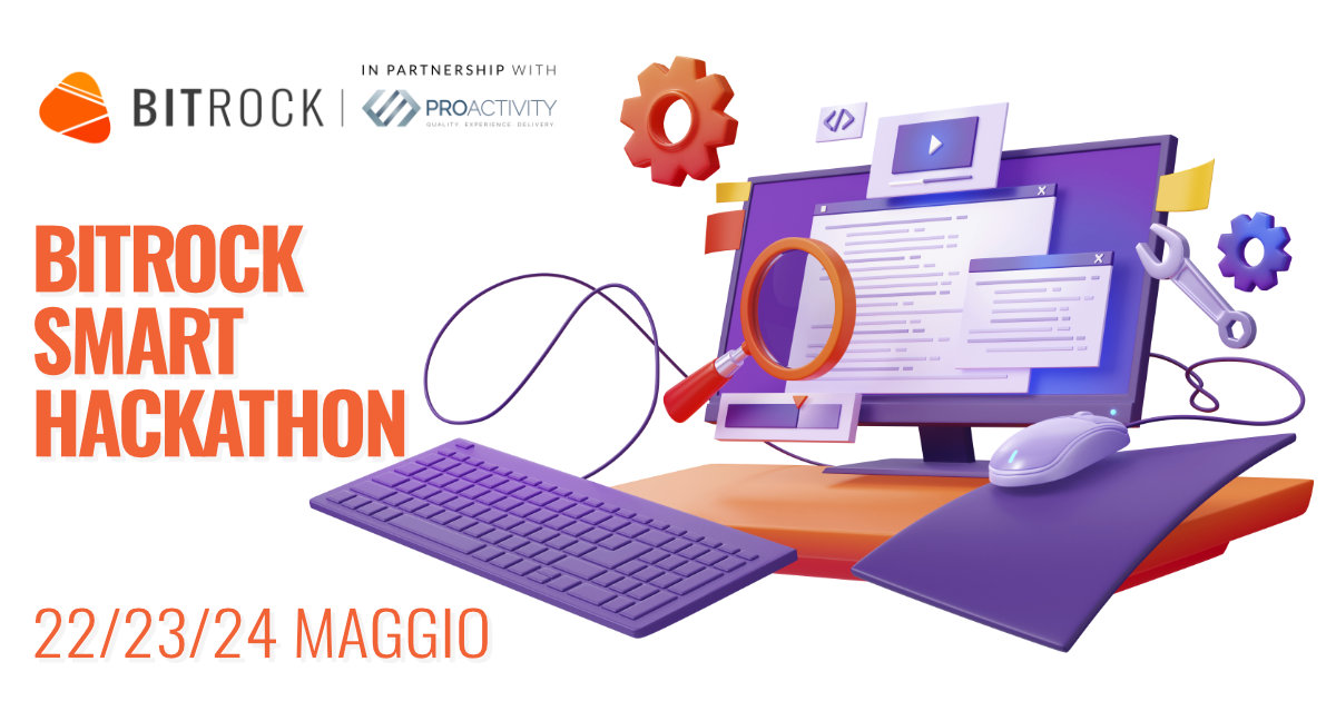 BitrockIT's tweet photo. The #Bitrock #Smart #Hackathon is finally here 📷 
We're thrilled to present the first edition of our #virtual #hackathon dedicated to #coding lovers!  

Discover all details at https://t.co/j6waHqBhi7 
Register now or share the news with your network 📷 

#hackathon #hackingdays https://t.co/GVZVFfxpzm