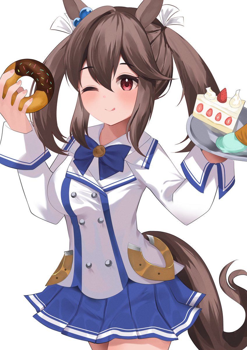 1girl food doughnut one eye closed cake tail animal ears  illustration images