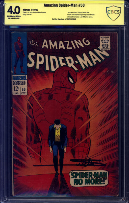 Amazing Spider-Man #50 CBCS 4.0 (SS)Signed by Arthur Suydam, 1st Kingpin, Origin  https://t.co/7tgIPmsXdz https://t.co/tkj3yuXnu2