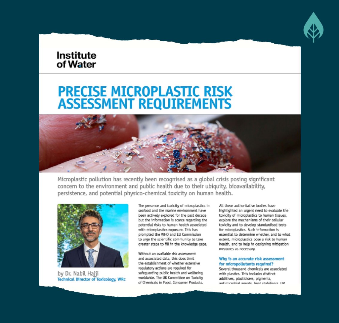 WRcGroup's tweet photo. Dr Nabil Hajji’s article on #microplastics has been featured in the Institute of Water magazine! 

Read the full article: https://t.co/Rf0TEeZHDK 

Find out more about WRc's approach to assessing human health &amp; environmental risk from micropollutants: https://t.co/RogyYp7ArK https://t.co/4K109mqBox