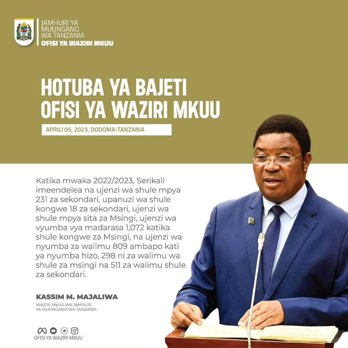 aboodmediatz's tweet photo. Hotuba ya Bajeti Ofisi ya Waziri Mkuu  ���Dodoma-Tanzania 📷Aprili 05, 2023 https://t.co/fIyVvvUVaS
