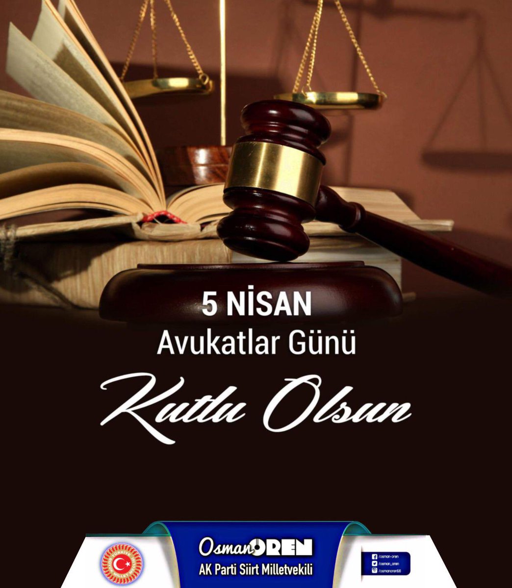 ❝ Yargının ayrılmaz ve tamamlayıcı parçası olan bütün avukat arkadaşlarımızın 5 Nisan Avukatlar Günü kutlu olsun. ❞

#5NisanAvukatlarGünü