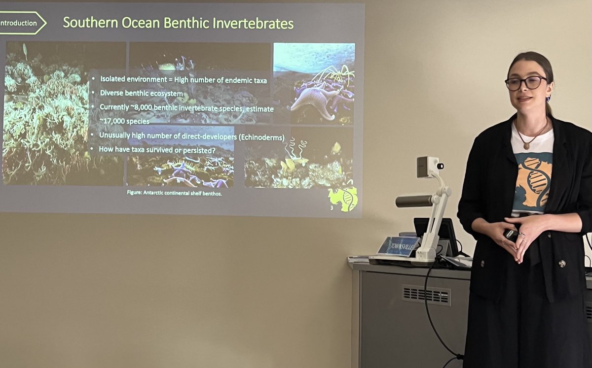 JanStrugnell's tweet photo. Congratulations to ⁦@Nikki_Sea_Life⁩ on passing her confirmation today! Looking fwd to her unlocking secrets of Southern Ocean benthos using genomics! ⁦@NeridaWilson⁩ ⁦@lausally⁩ ⁦@MarineOmics⁩ ⁦@jcu⁩ ⁦@saef_arc⁩ 🇦🇶🪱🧬⭐️🐚 https://t.co/8Lff5LiPML