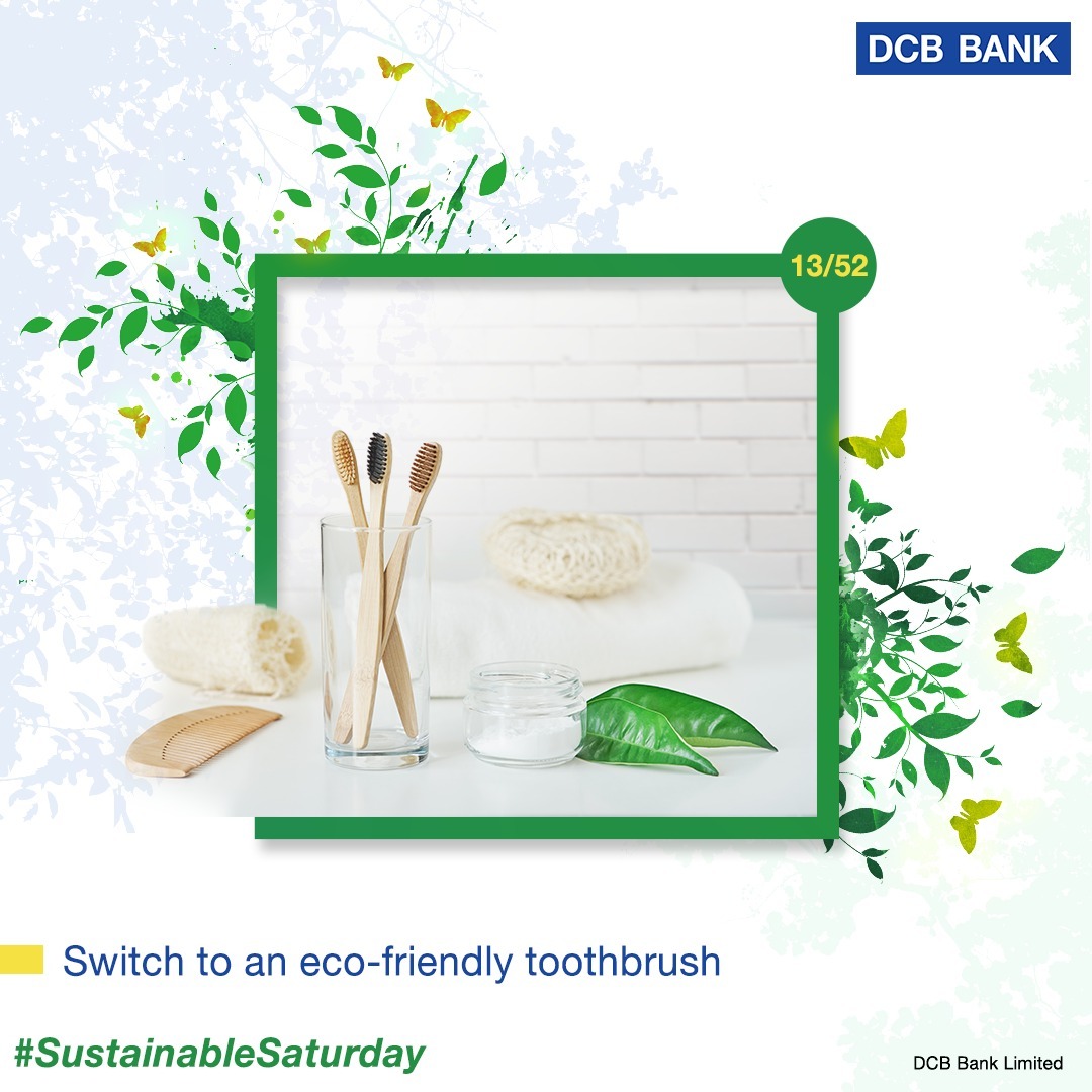 DCBBank's tweet photo. An eco-friendly toothbrush helps to reduce pollution. It makes use of environmentally friendly materials such as bamboo and recyclable plastic.
These brushes are better for your teeth and gums.
#EcoFriendly #sustainableideas #csrdcbbank #dcbsocial #DCBBank https://t.co/CztYK3G5cH