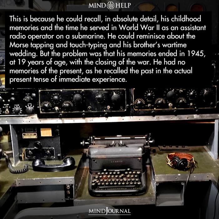 MindStarHelp's tweet photo. The Man Who “Forever Remained” Nineteen and In The Middle Of The War

Source:
Oliver Sacks, “The Man Who Mistook His Wife For A Hat And Other Clinical Tales” (1985)

#amnesicsyndrome #jimmieg #mentalillnesses #memorydisorder #endthestigma #thelostmariner #casestudy #mindhelp https://t.co/cEVrAND8jR