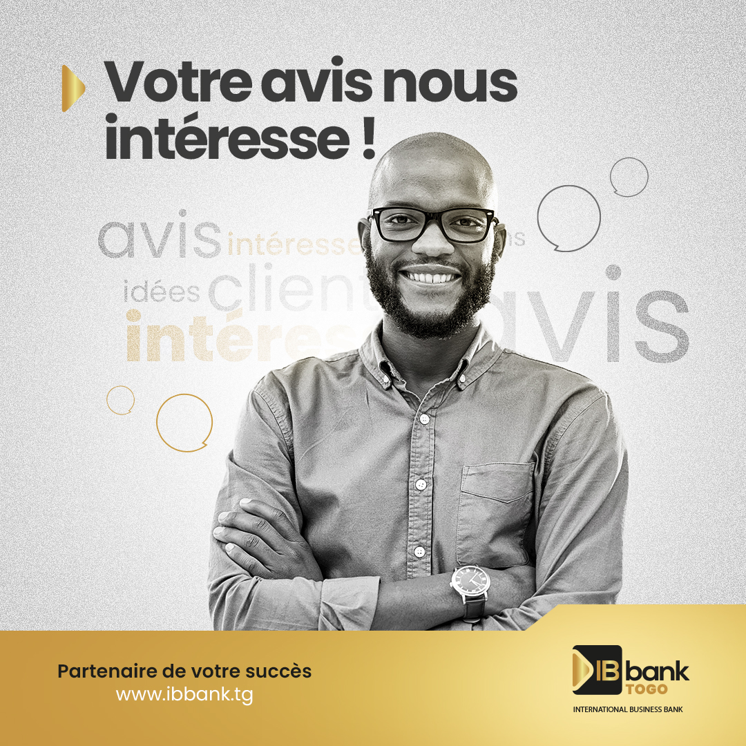ibbank228's tweet photo. đŁVotre avis nous intĂ©resse !
Cher(e)s client(e)s partagez avec nous votre expérience et vos suggestions pour tous nos services. Nous sommes à votre écoute pour vous offrir une expérience unique !
#IBbankTogo #feedbackclient #LaBanqueDuSuccĂšs https://t.co/KLHECTcsvJ