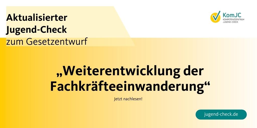 JugendCheck's tweet photo. Das @bmi_bund will mit einem Gesetzentwurf erreichen, dass mehr Menschen aus Drittstaaten nach Deutschland kommen, um hier zu arbeiten oder eine Ausbildung anzufangen. Zum aktualisierten Jugend-Check: 
https://t.co/dDhWmg1Ijb https://t.co/r5p3EomoRF