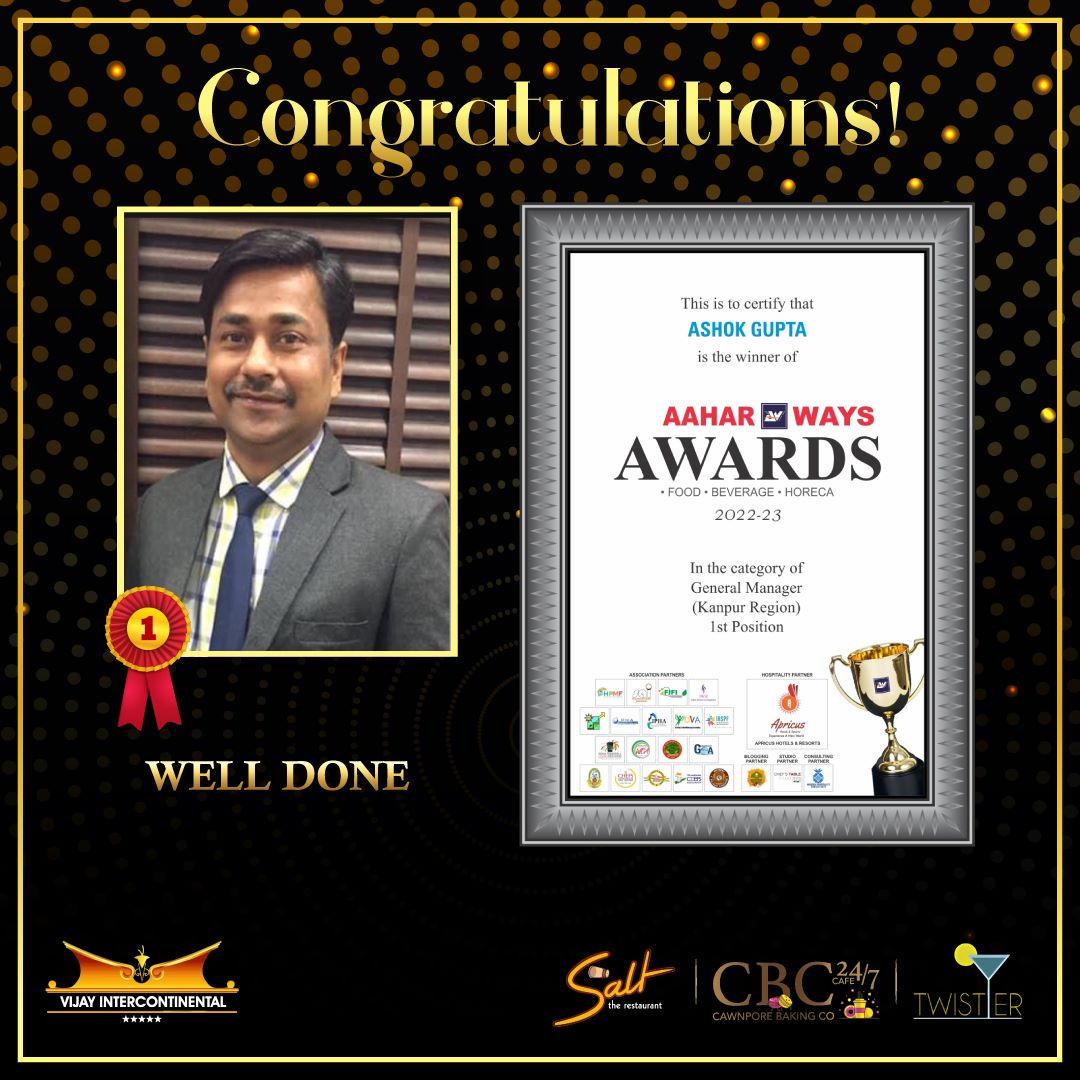 Thank You Everyone for Your Support in winning this award, #thankyou #aharwaysawards #hotels #hotelmanagement #besthotelgm #kanpur #ihm #ihmbengaluru #hotelawards #indianhospitality #indiahotels