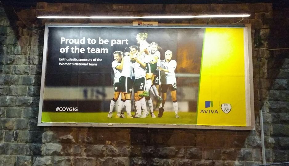 eireguide's tweet photo. Billboard on Jones Road, beside Croke Park back 5 years ago. The women's national team weren't getting the recognition they deserved but how things have changed in the interim! ☘️⚽️🇮🇪 #irewnt #coygig https://t.co/v6M6Jhy4eI
