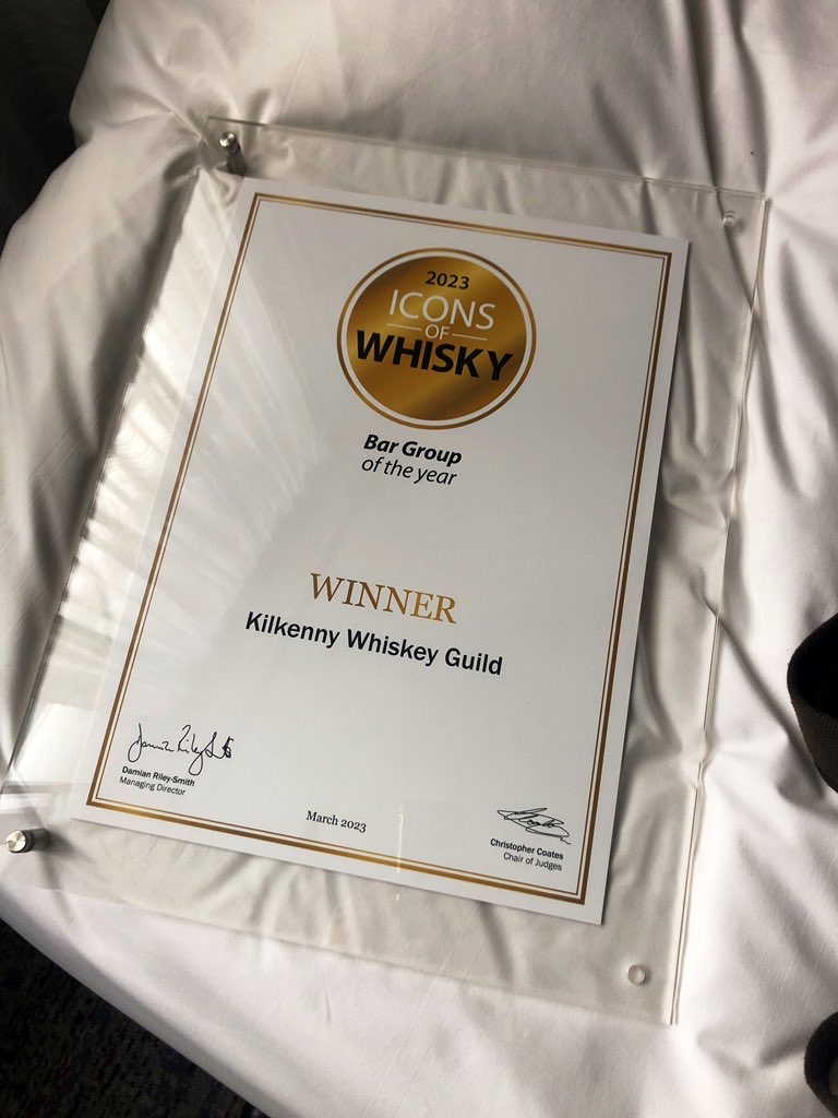 At #IconsOfWhisky GLOBAL @kilkennyGuild won Worlds Best Bar Group for! Congratulations to Guild management and staff on this huge honour for #Kilkenny and many thanks to everyone that supported us in our journey to get here.

#VisitKilkenny #LoveKilkenny #Irish #Whiskey #Whisky