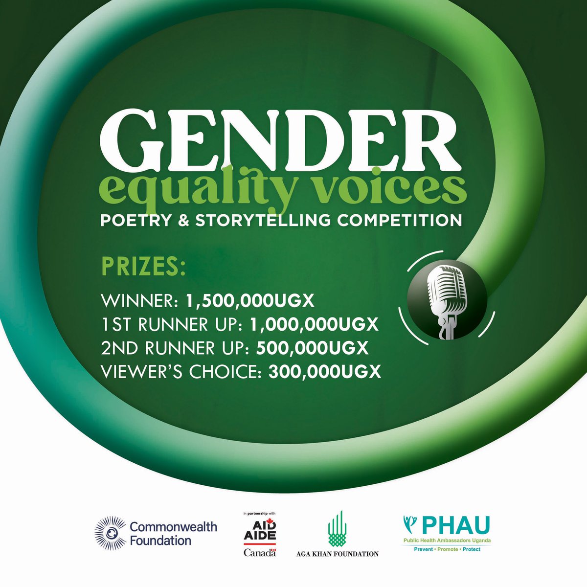 Have you yet submitted your poem or story on gender equality,hurry before the deadline hits.
@phauganda 

 *#GEV #Poetry #Storytelling 
 *#Embraceequity 
 *#Accelerateequality 
 *#PHAUCARES