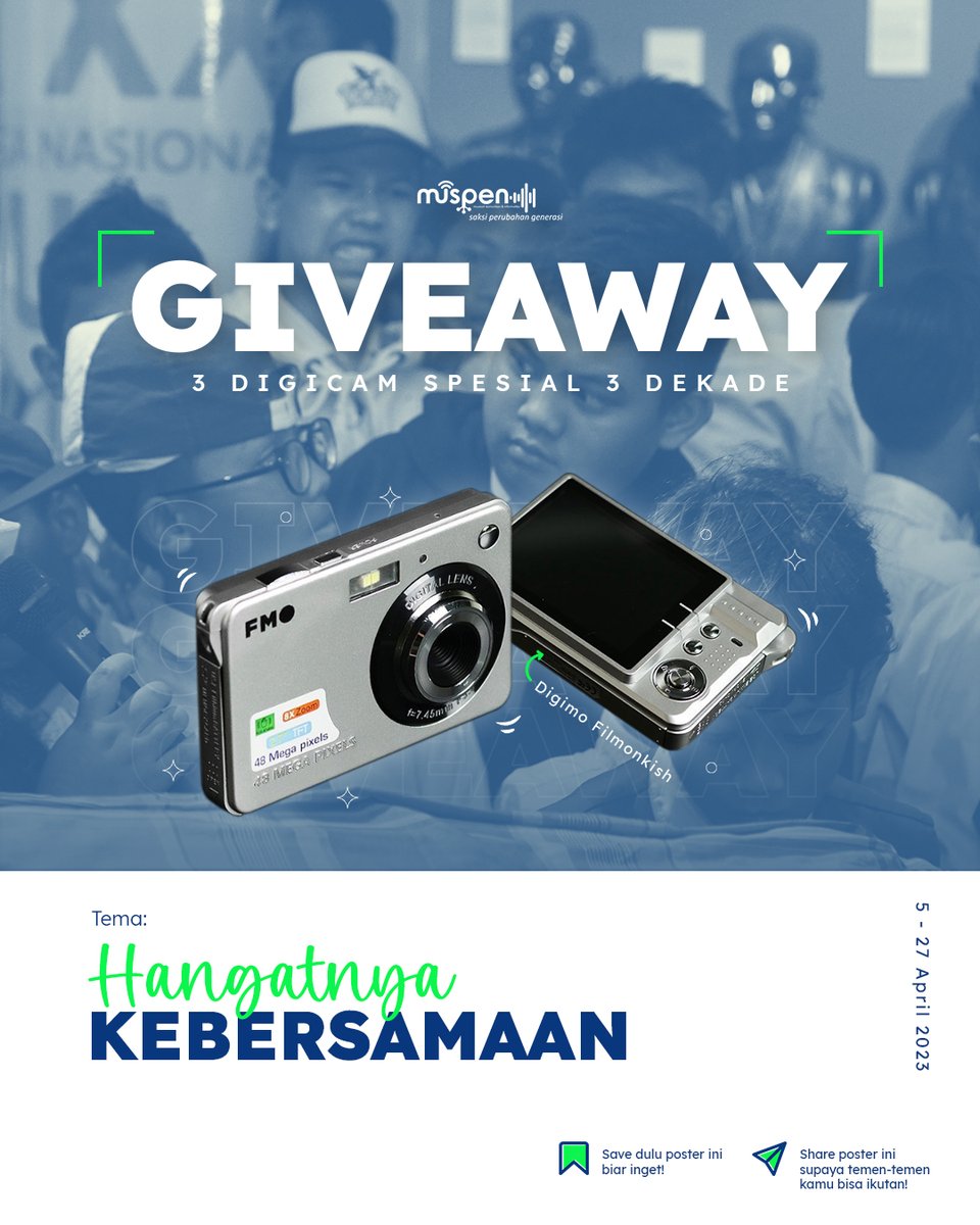 muspenerangan's tweet photo. 3 Digicam spesial 3 Dekade!!!
Menangkan Digimo Filmonkish buat Muspeners beruntung yang bisa membagikan hangatnya kebersamaan. Ikuti syarat dan ketentuannya, ya.
#3dekademuspen #muspen #museum #giveaway #kamera #muspeners
Bookmark dulu aja biar ga lupa. https://t.co/EB030vIYPh