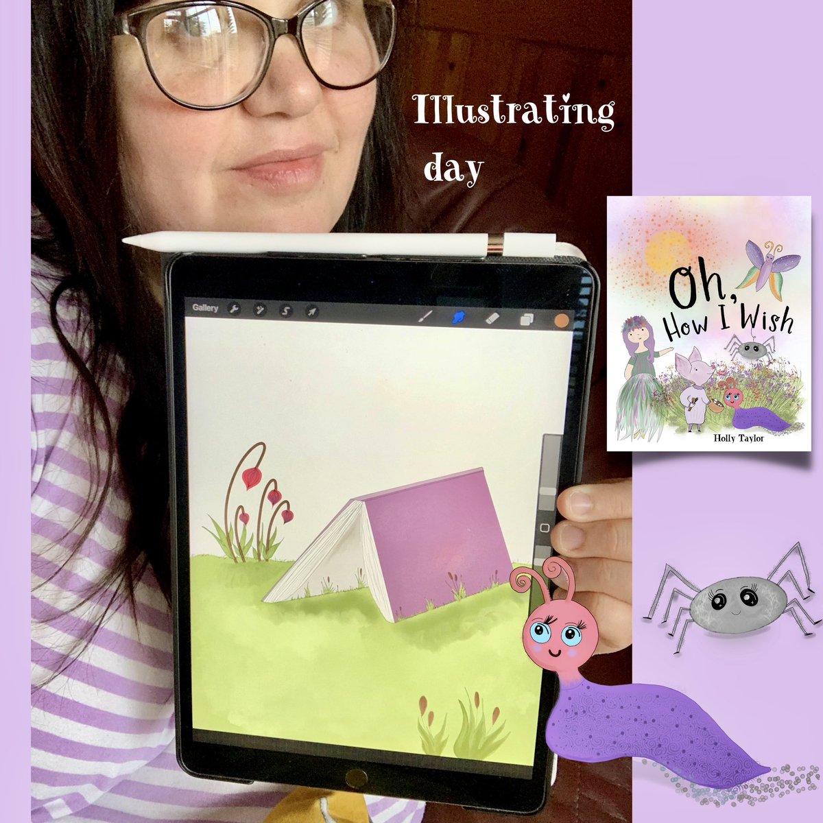 Imogensmagic's tweet photo. Illustration day, today. Here is a ‘sneak peek’ on this drizzly Wednesday. Bringing Slug’s world to life. #KidLit #illustrationartist #WritersCommunity https://t.co/YVVXvWpLLD