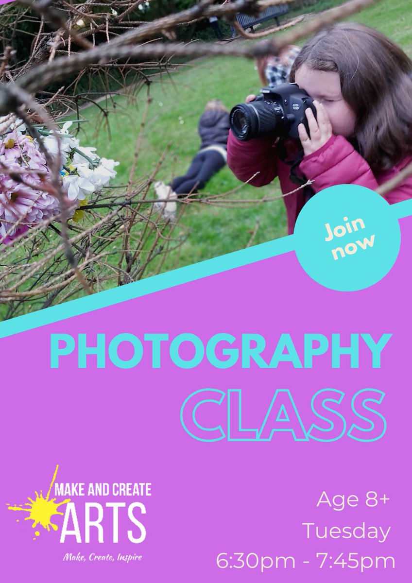 Sign up now to join us after Easter!! 

Learn how to use a camera, take beautiful photos, and make some best friends in our Photography class. 

Age 8+ 
Tuesdays 
6:30 - 7:45pm

make-and-create-arts.class4kids.co.uk/info/296

@AllsaintsML6 <a href="/Rochsolloch_Pr/">Rochsolloch Primary</a> <a href="/StMonicasNLC/">St Monica's Primary</a>