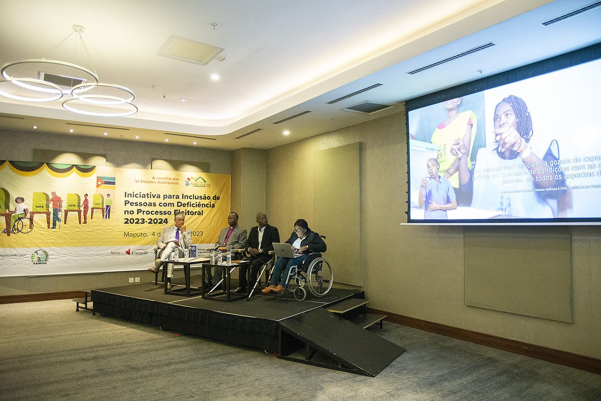 UNDPMozambique's tweet photo. Launched a #campaign for the inclusion of People w/ Disabilities (PWD) in the Electoral Processes 2023-2024, in a ceremony organized by an umbrella organization for PWD (#FAMOD), in p'ship w/ #UNDP 🇲🇿 Democracy &amp; Elections Project, to promote the efforts on #DisabilityRights. https://t.co/tvEDqHgndB