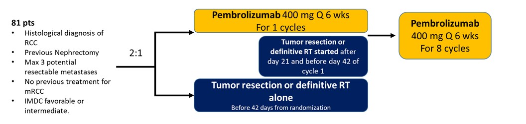 DrIacovelli's tweet photo. 📢The first patient has been enrolled in the PErioperative PEmbrolizumab - PE-PE trial (NCT05578664), for patients with olimets #mRCC eligible for surgery and/or RT. A new challenge with more than 30 centres involved in Italy 🇮🇹! https://t.co/oNHNe7L9kn