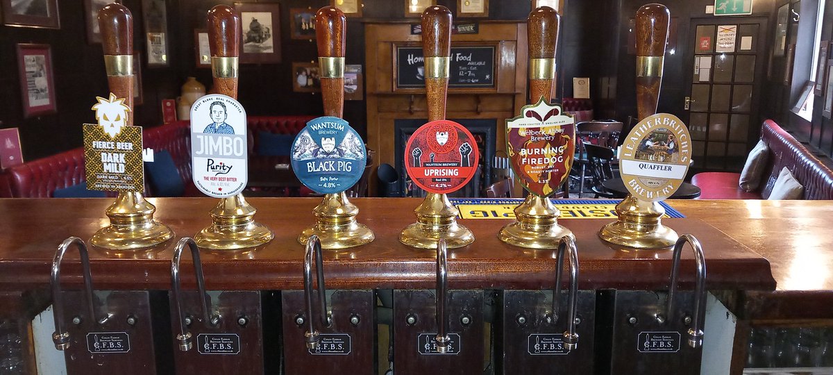 Some of the beers on at the brunswick today from the following great brewries!
@fiercebeer 
@WantsumBrewery1 
@PurityBrewingCo 
@WelbeckAbbeyBry 
@LeatherBritBrew 
 @OakhamAles Green devil also
16 real ales not much better...
#realale #brunswickinn #derbycamra
#derbyrealale