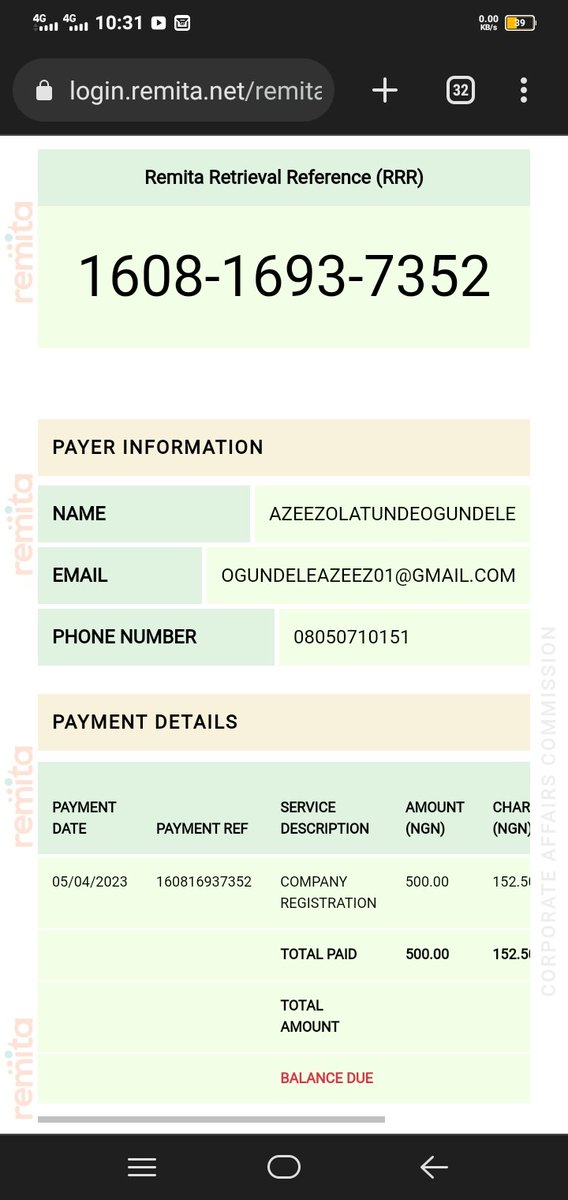 AdvocateTuase's tweet photo. @cacnigeria1 Kindly help review this payment. I have filled the formed for name reservation and submitted. It is not reflecting on my dashboard. Instead it is showing under non-submitted. https://t.co/zsn4KR5ekh