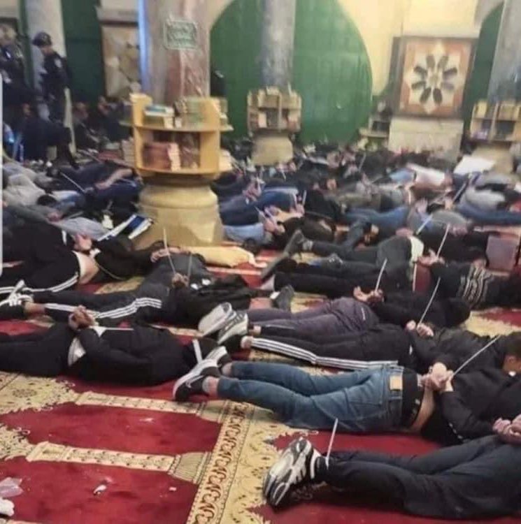 _SJPeace_'s tweet photo. Inside Alaqsa mosque, one of the most sacred places in Islam. 

Had this happened to worshipers in a synagogue or a church, the world would’ve reacted. 💔 https://t.co/3mitIpIrGc